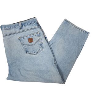 Carhartt Mens Relaxed Fit Light Wash Distressed 5 Pocket Style Jeans 48x28